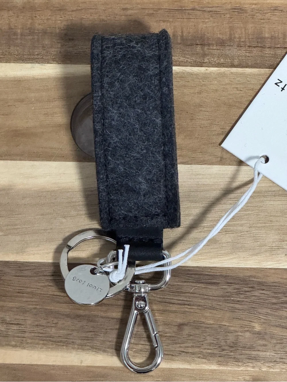 Graf Lantz Merino Wool Felt Loop Key Fob Charcoal Black NWT